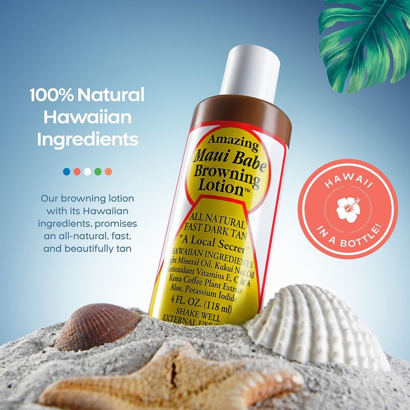 Maui Babe Browning Lotion - All Natural Fast Dark Tan - 4oz - Image 2